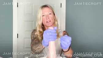 Kenzie Brian, Jamie Croft, Blonde Milf Oily Gloves Jerking Off A Dildo